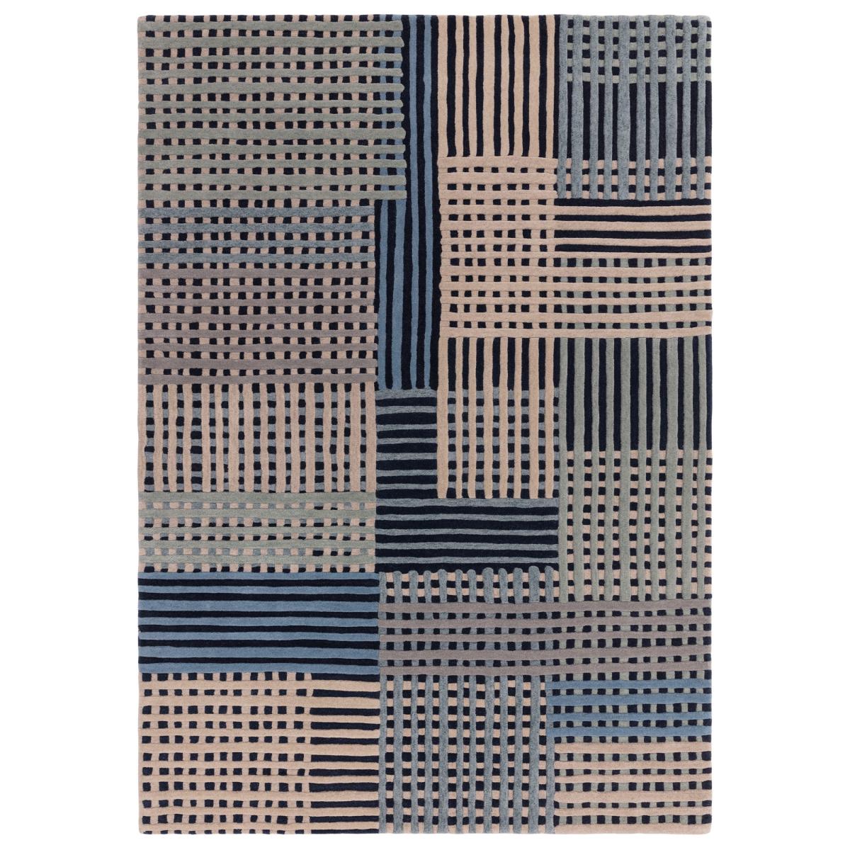 Aspect Modern Geometric Wool Rugs in Blue Multi160x230cm – image 5
