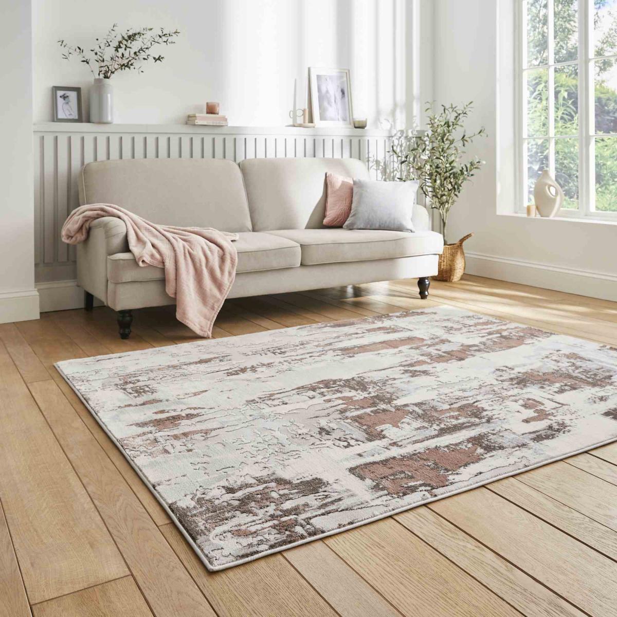 Apollo GR579 Modern Abstract Distressed Rugs in Grey Rose Pink160x220cm – image 2