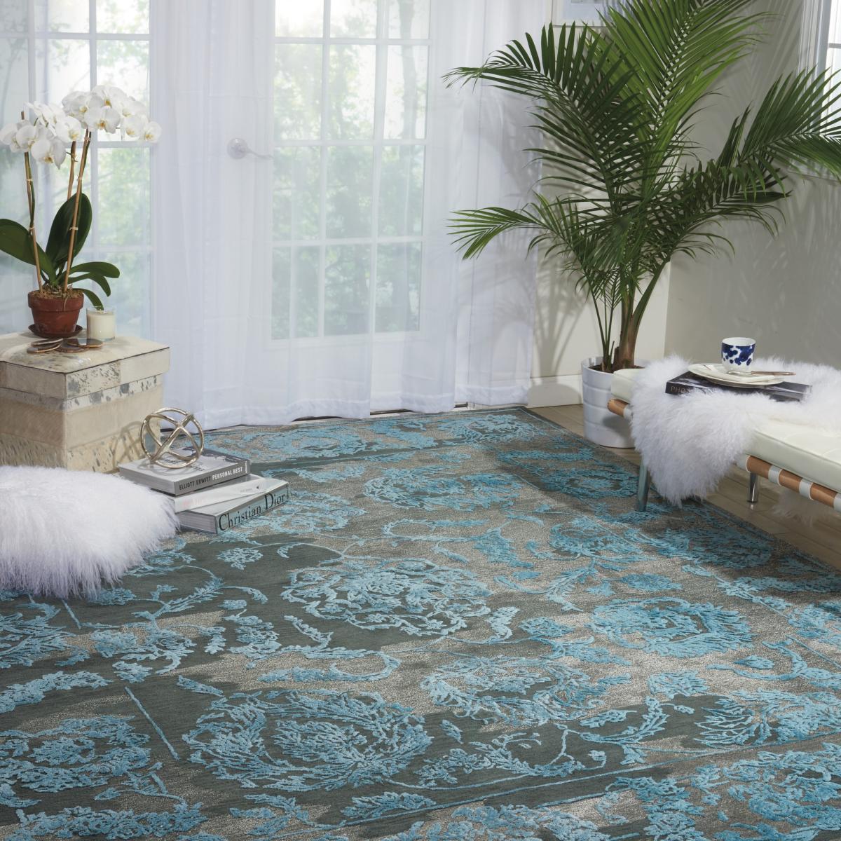 Opaline Rugs OPA12 by Nourison in Charcoal and Blue – image 2