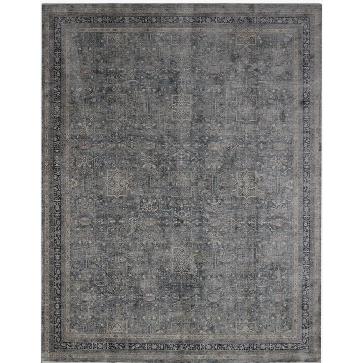 Heritage Tabriz Traditional Distressed Medallion Rug in Blue – image 2