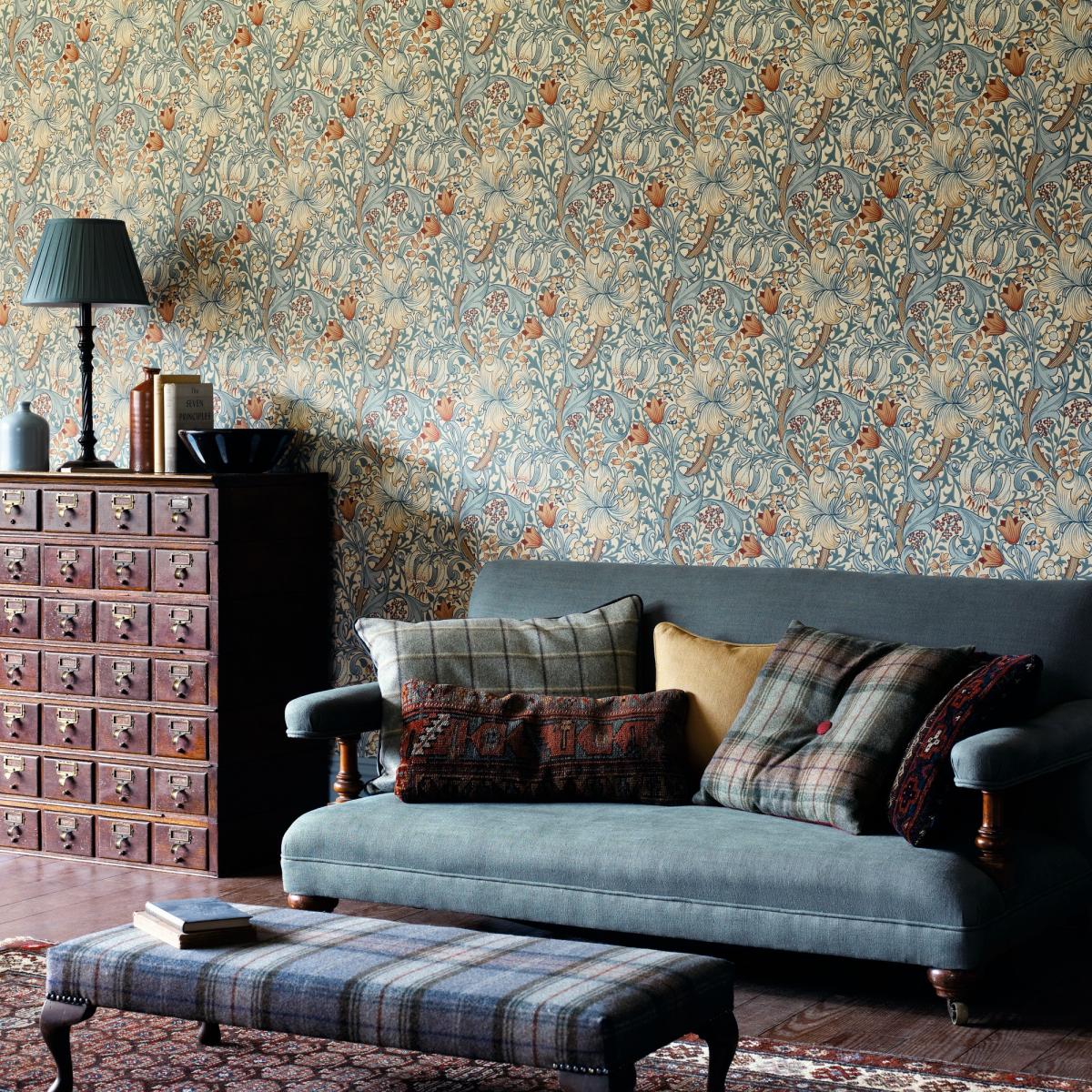 Golden Lily Wallpaper 210401 by Morris & Co in Slate Manilla Roll – image 2
