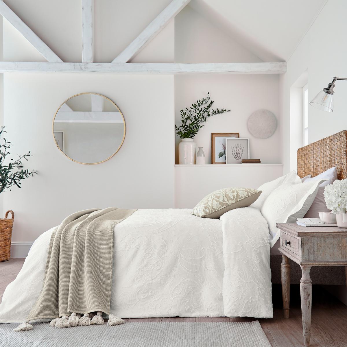 Pure Bachelors Button Clipped Matelasse Bedding by Morris & Co in White 74x48cm – image 1