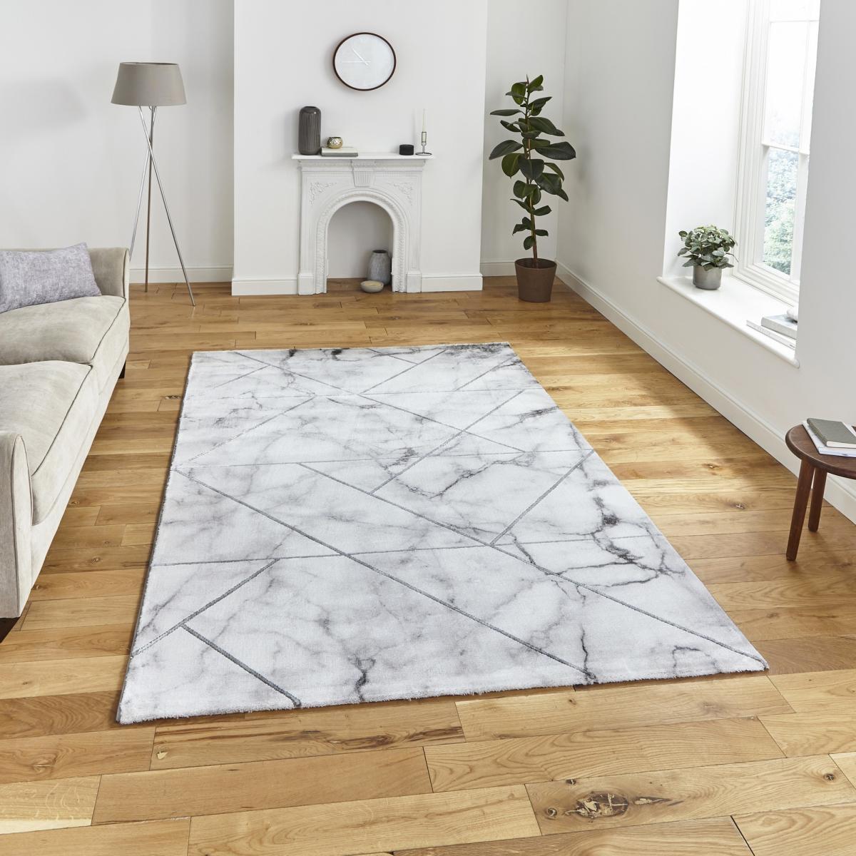 Craft 23299 Marble Effect Rugs in Ivory Silver Grey 120x170cm – image 1