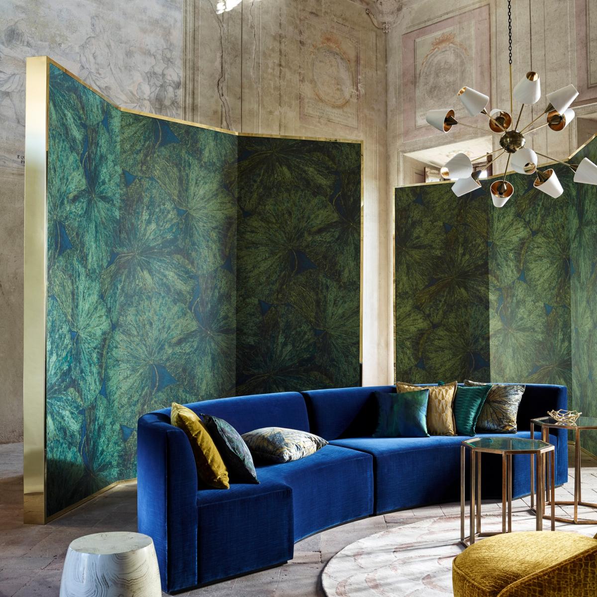 Taisho Lotus Wallpaper 312725 by Zoffany in Malachite Lapis Roll – image 1