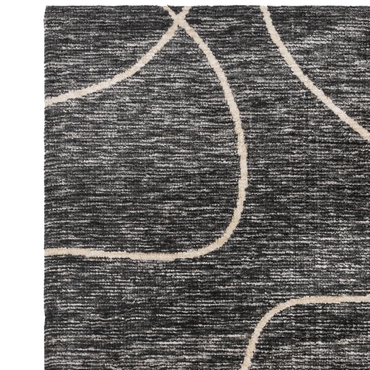 Mason Linear Modern Abstract Rugs in Black Cream160x230cm – image 3