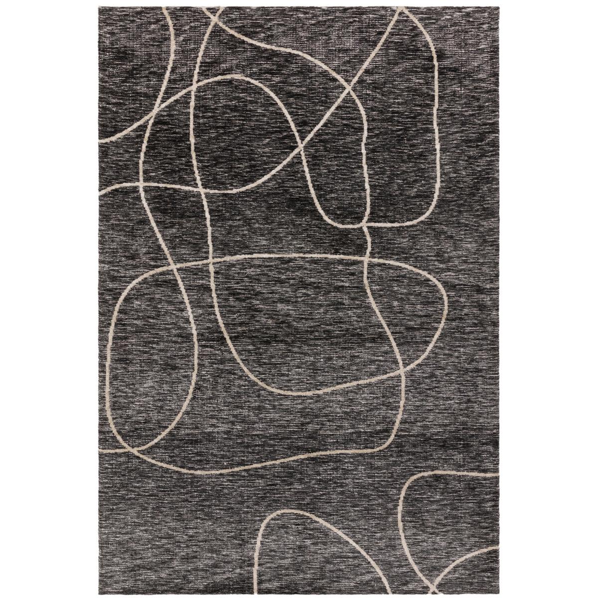 Mason Linear Modern Abstract Rugs in Black Cream160x230cm – image 5