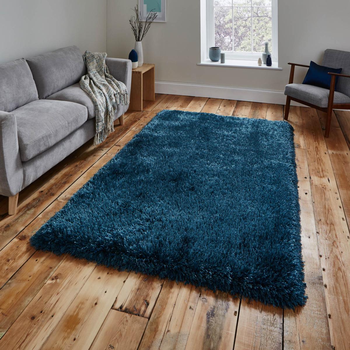 Montana Shaggy Rugs in Steel Blue 80x150cm – image 1