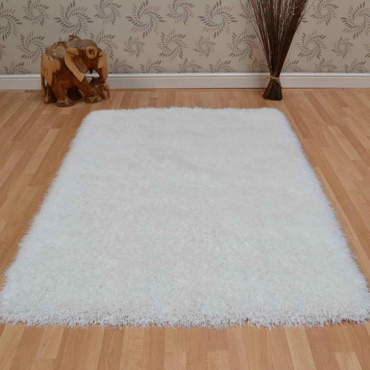 Cascade Shaggy Plain Rugs in Powder White 100x150cm – image 5