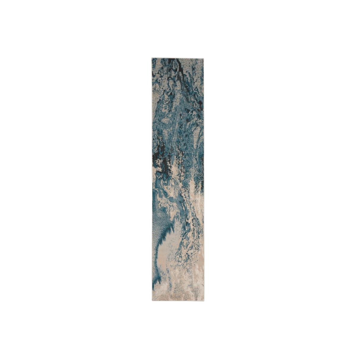 Maxell Abstract Runner Rugs MAE08 by Nourison in Ivory Teal66x229cm – image 1