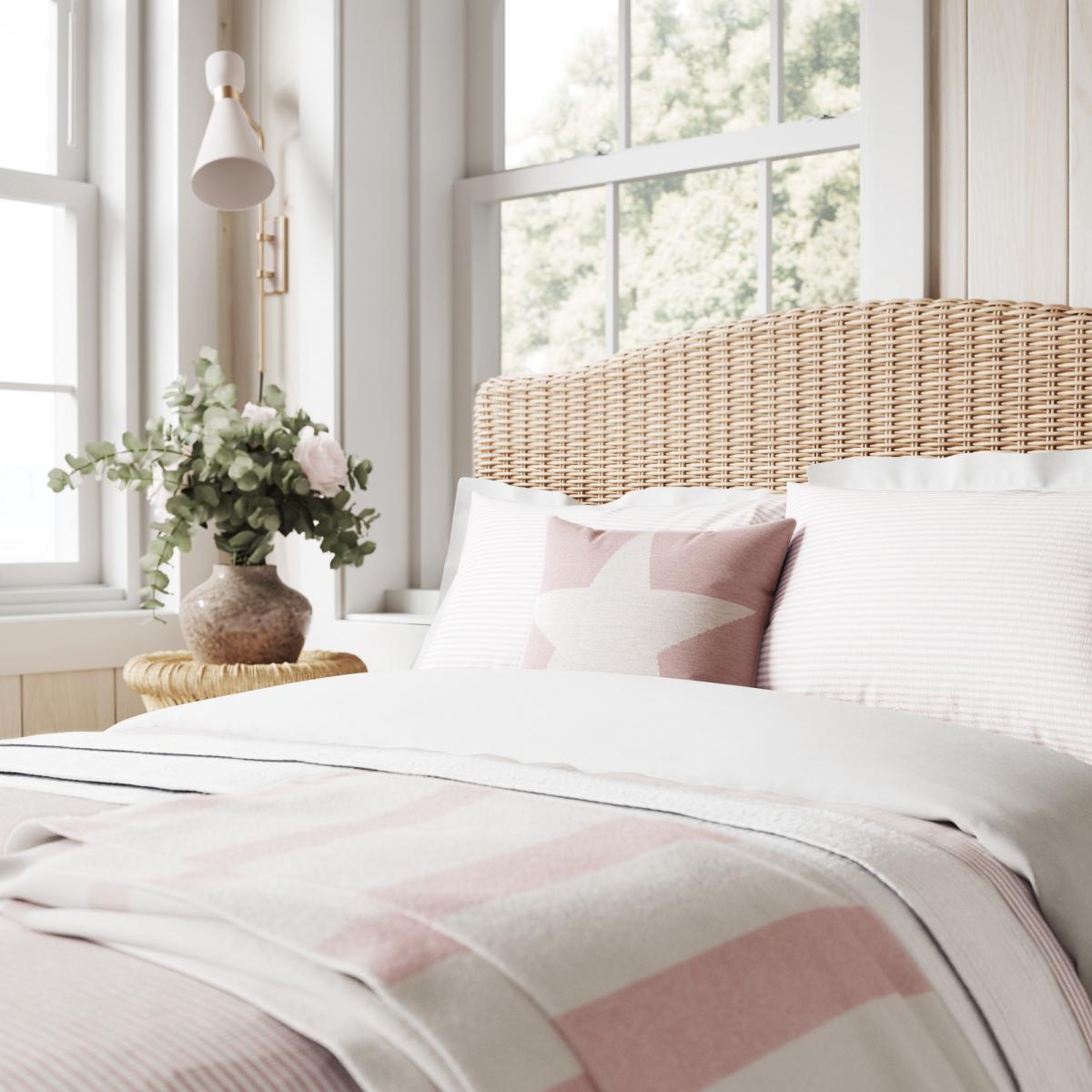Long Island Ticking Stripe Bedding by Helena Springfield in Pink 220x260cm – image 2