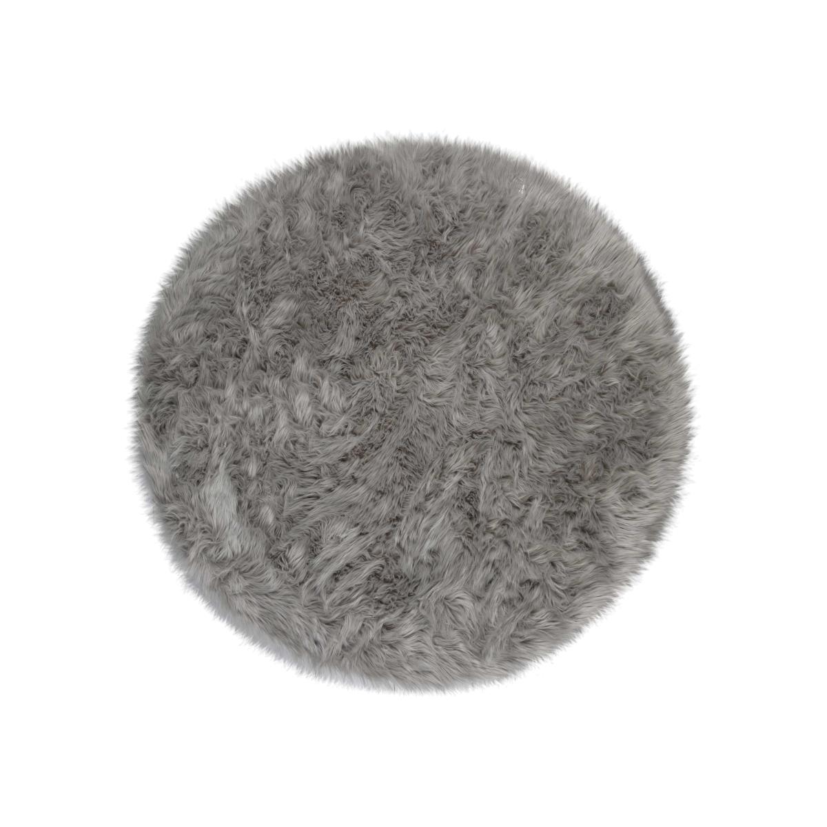 Faux Fur Sheepskin Circle Round in Grey – image 1