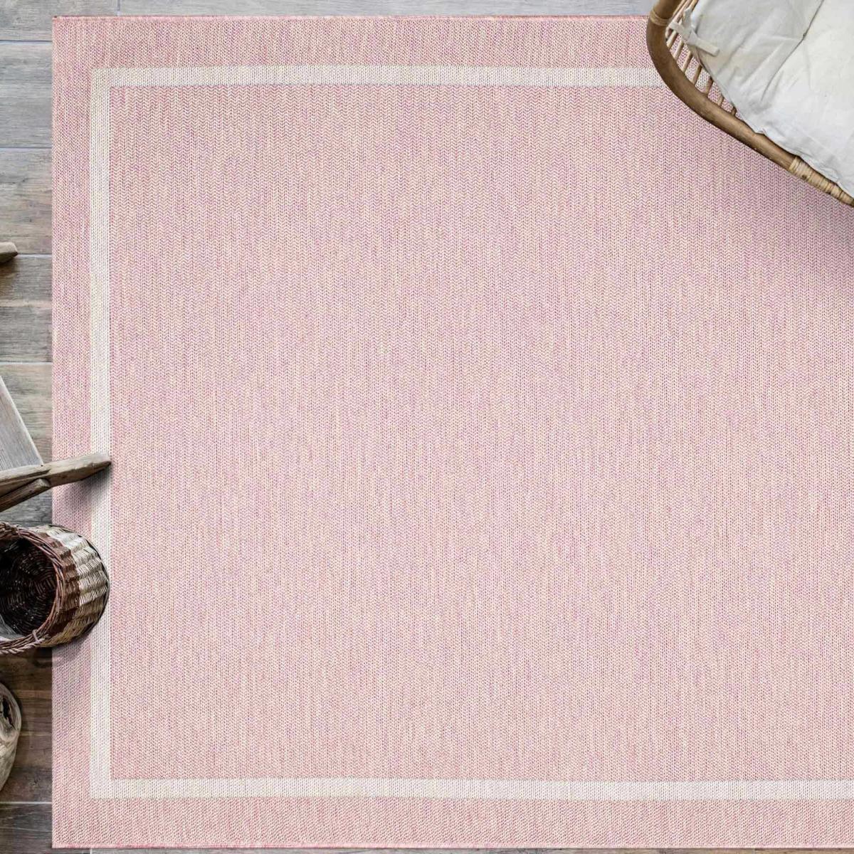 Newquay Flatweave Outdoor Rugs 96027 8016 Coral Pink – image 1