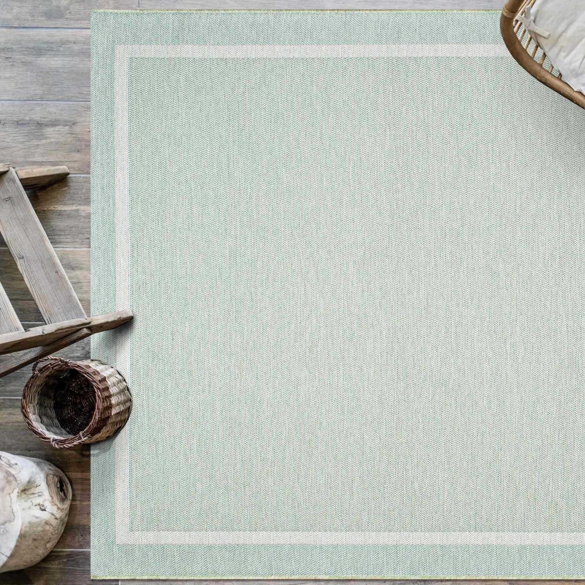Newquay Flatweave Outdoor Rugs 96027 4012 Aqua Blue – image 1