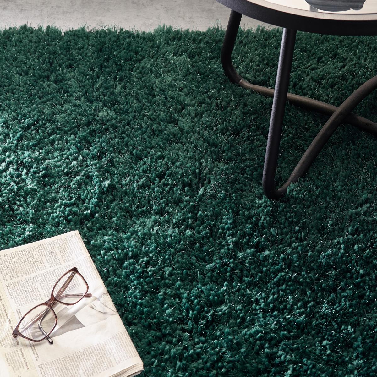 Chicago Shaggy Modern Plain Rugs in Forest Green 90x150cm – image 5
