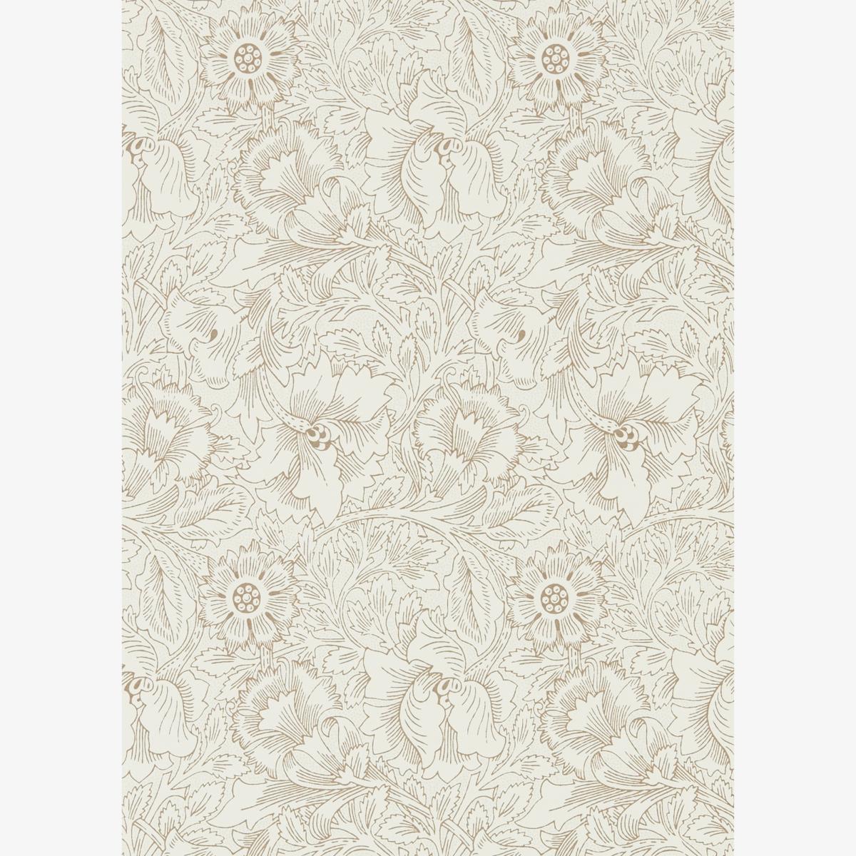 Pure Poppy Wallpaper 216035 by Morris & Co in Cream Gold Yellow Roll