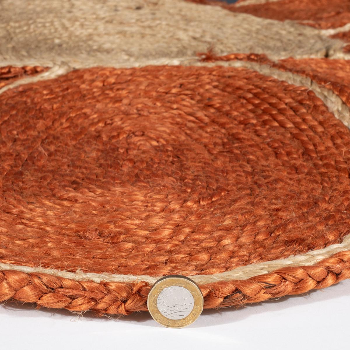Spinningfields Circle Flower Jute Modern Rugs in Orange 120x120cm – image 3