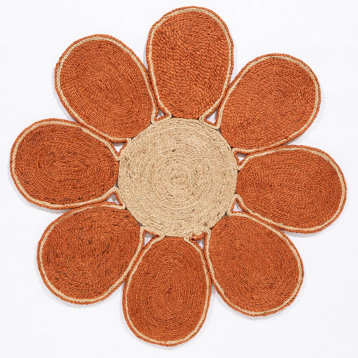 Spinningfields Circle Flower Jute Modern Rugs in Orange 120x120cm – image 5