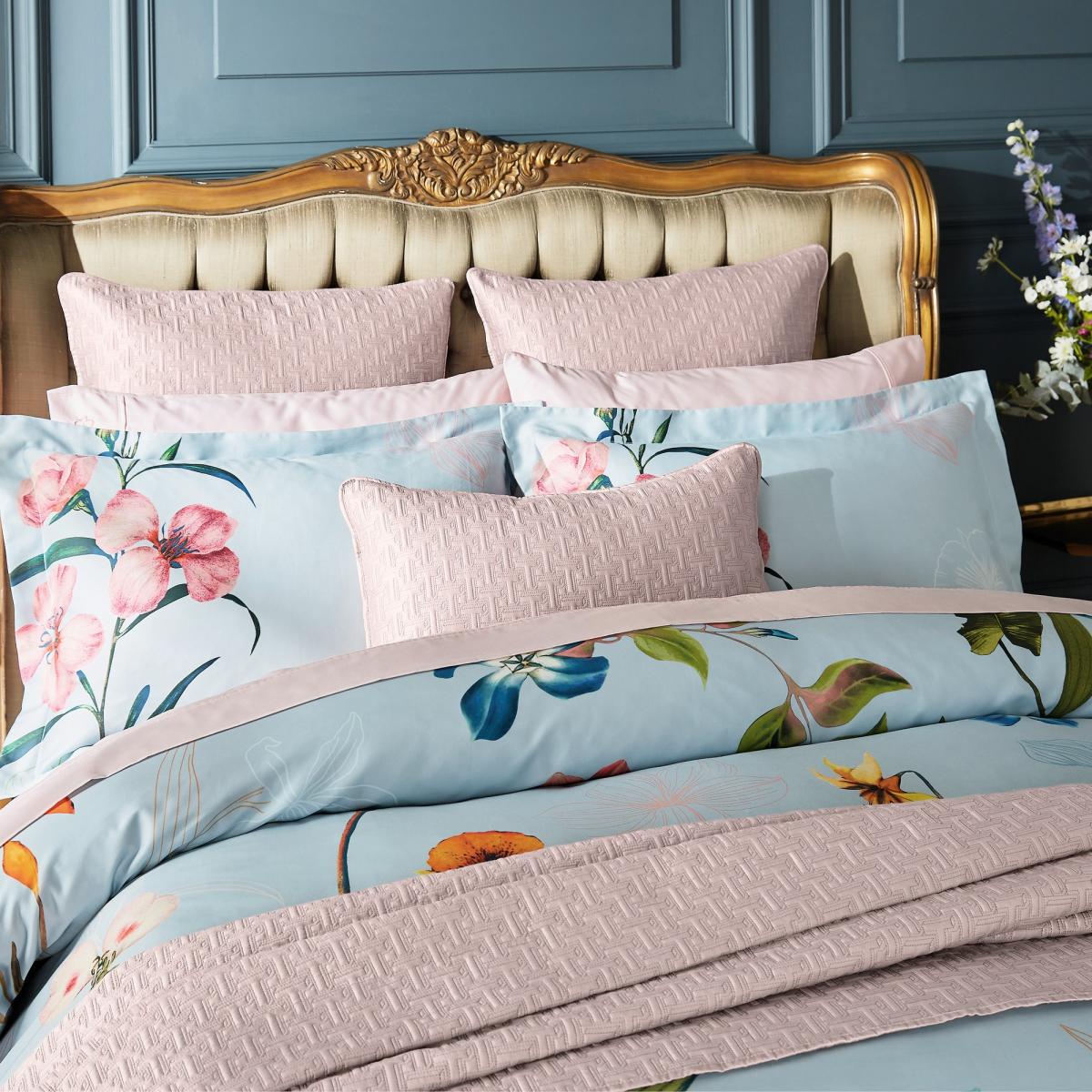 New Hampton Floral Bedding Duvet Cover and Pillowcase by Ted Baker in Delphinium Blue 140x200cm – image 2