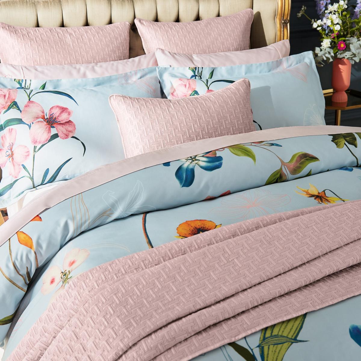 New Hampton Floral Bedding Duvet Cover and Pillowcase by Ted Baker in Delphinium Blue 140x200cm – image 4