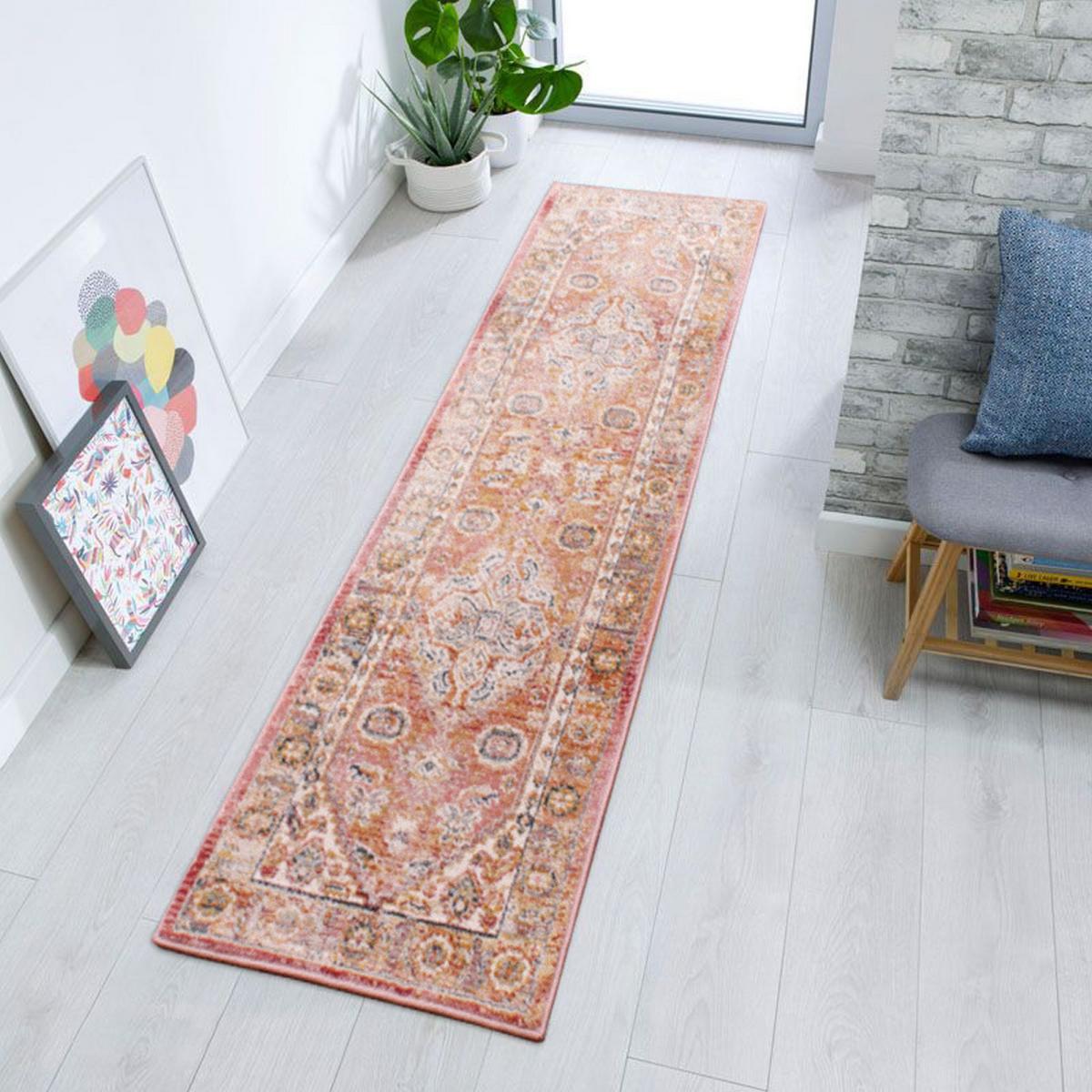 Nova 8879 Traditional Runner Rugs in Terracotta Orange 66x200cm – image 2