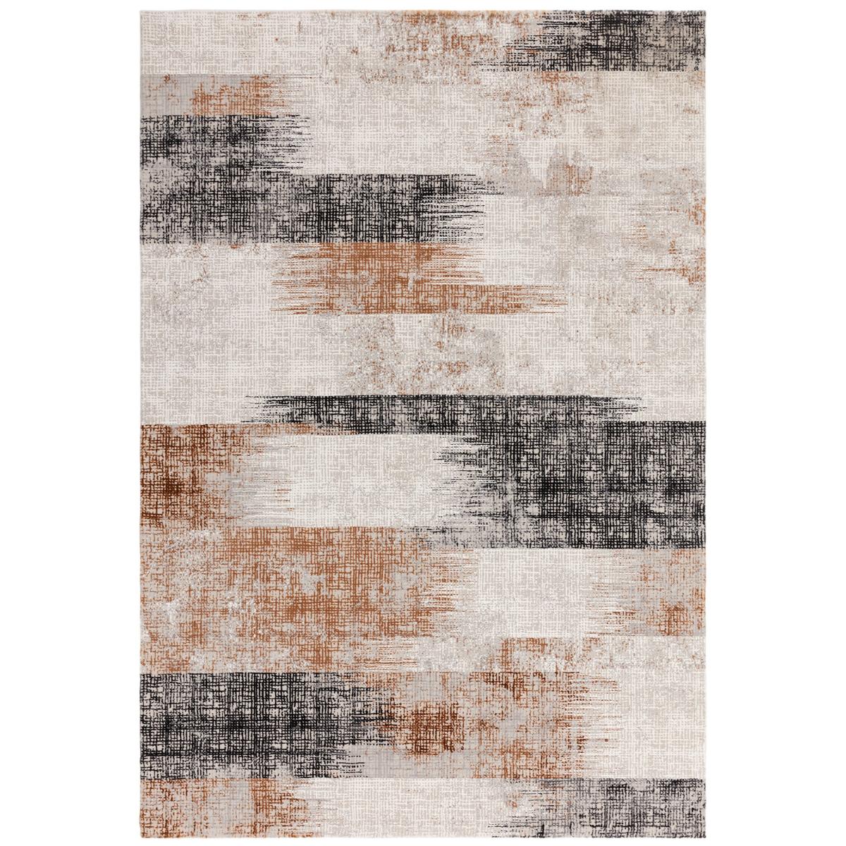 Kuza Lines Modern Distressed Rug in Terracotta Orange&nbsp;200x290cm – image 5