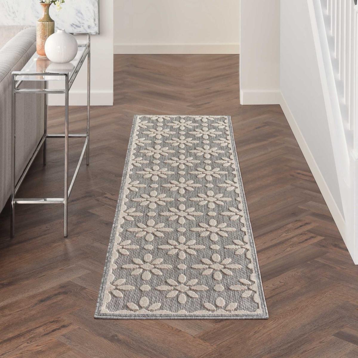 Cozumel CZM03 Indoor Outdoor floral Hallway Runner Rugs in Grey&nbsp;66x229cm – image 2