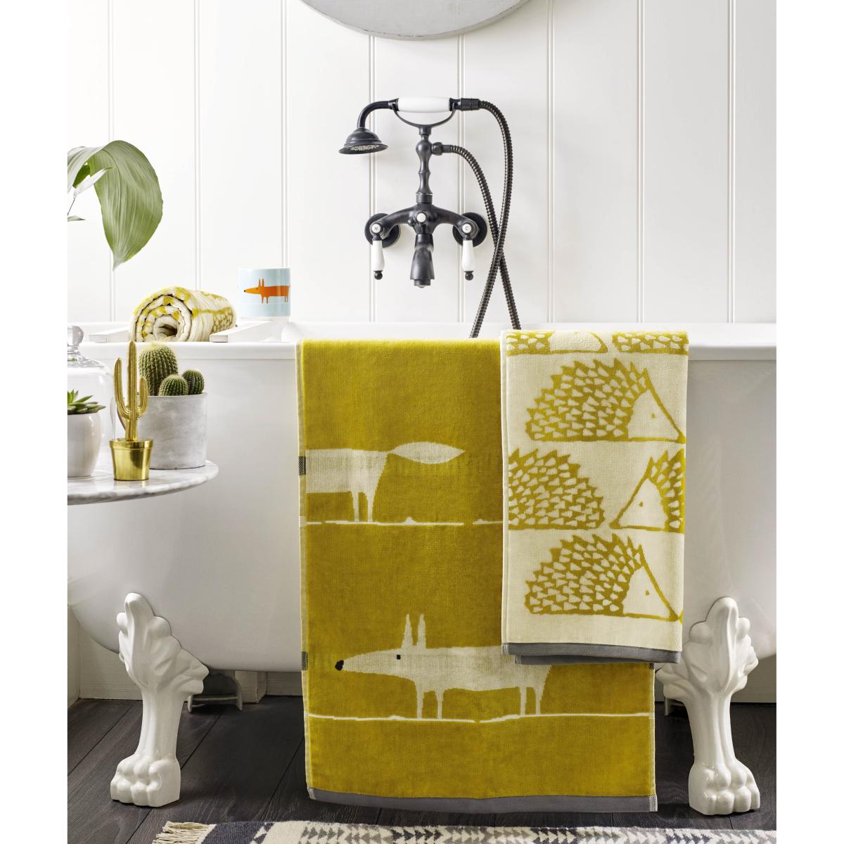 Spike Hedgehog Cotton Bath Towels By Scion in Mustard Yellow 50x90cm – image 2