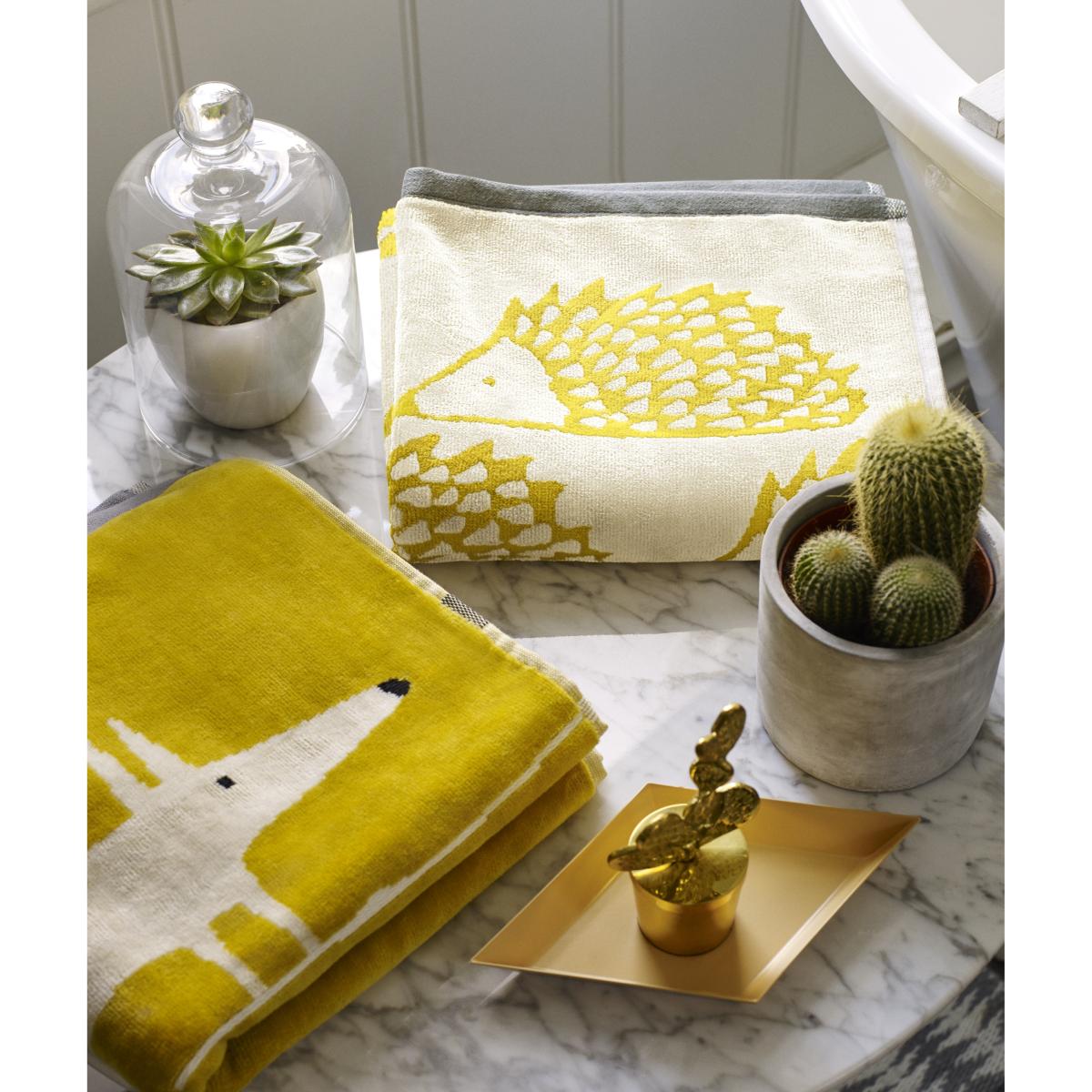Spike Hedgehog Cotton Bath Towels By Scion in Mustard Yellow 50x90cm – image 3