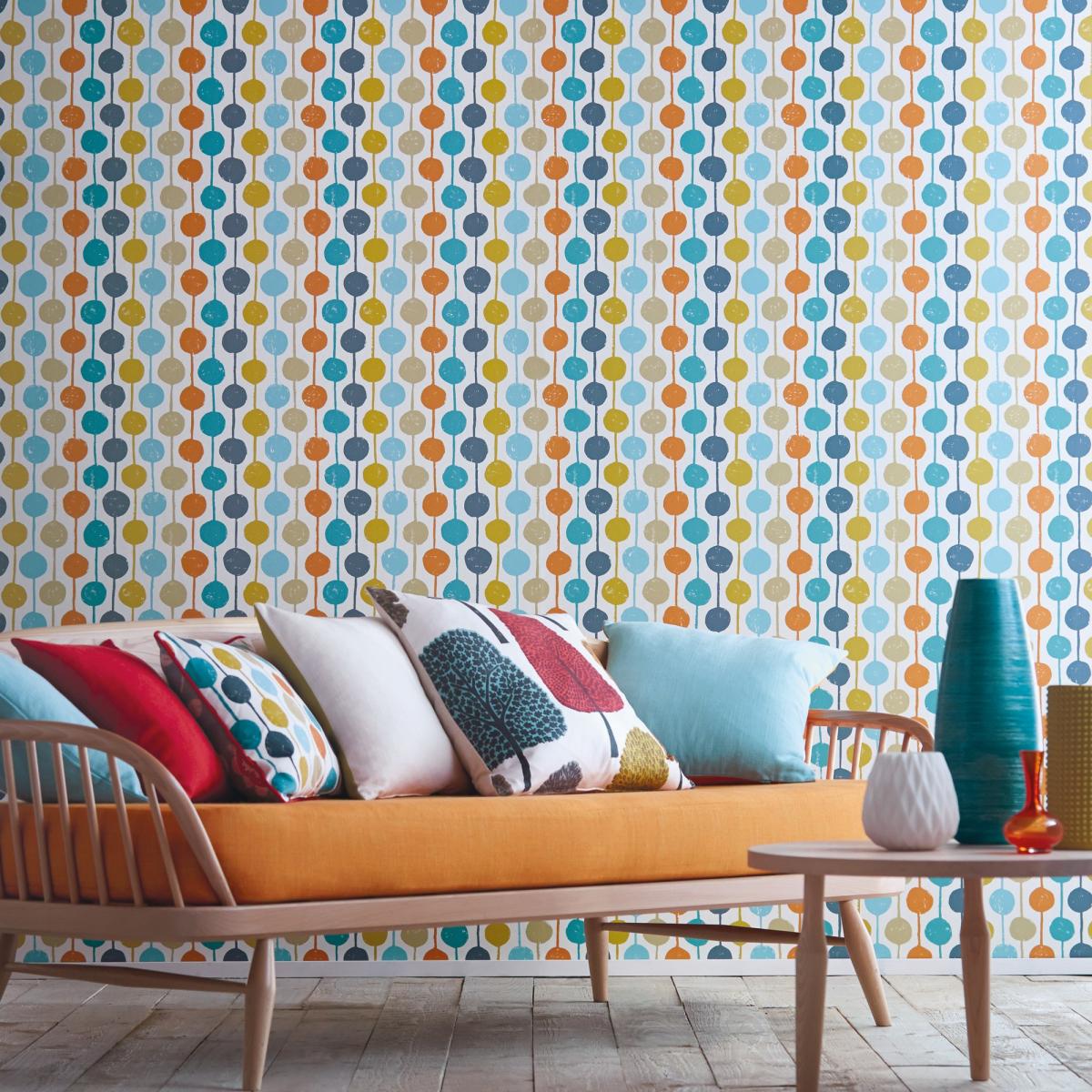 Taimi Wallpaper 111122 by Scion in Sulphur Tangerine Kingfisher Roll – image 1