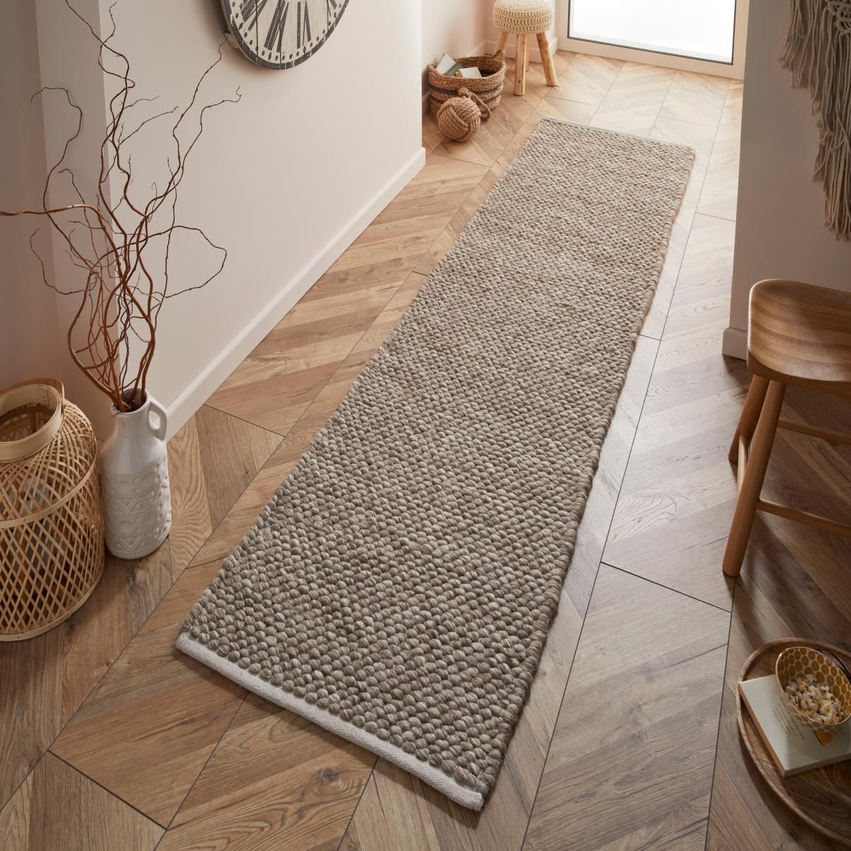 Savannah Plain Wool Rug in Grey60x230cm