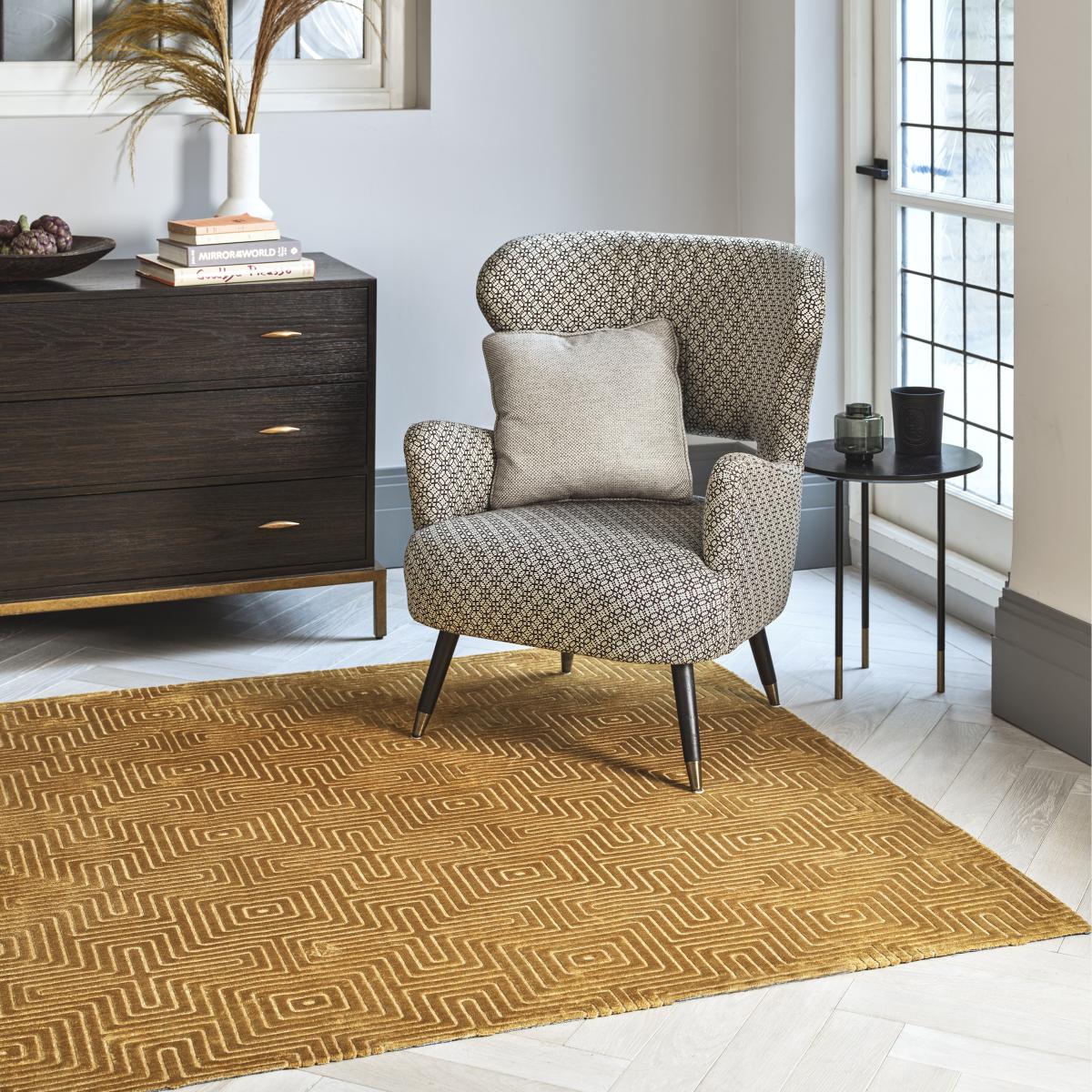 Glaze Pulse Geometric Modern Rugs in Ochre Yellow200x290cm – image 1