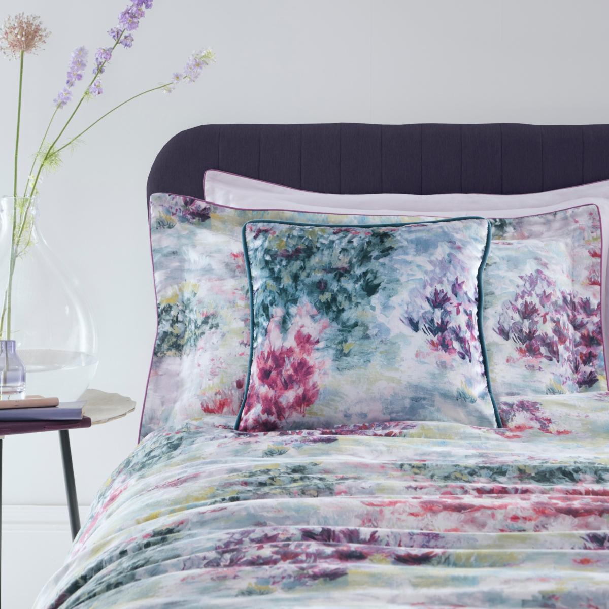 Fiore Floral Garden Bedding Duvet Cover and Pillowcase By Clarke And Clarke In Amethyst and Slate 220x230cm – image 3