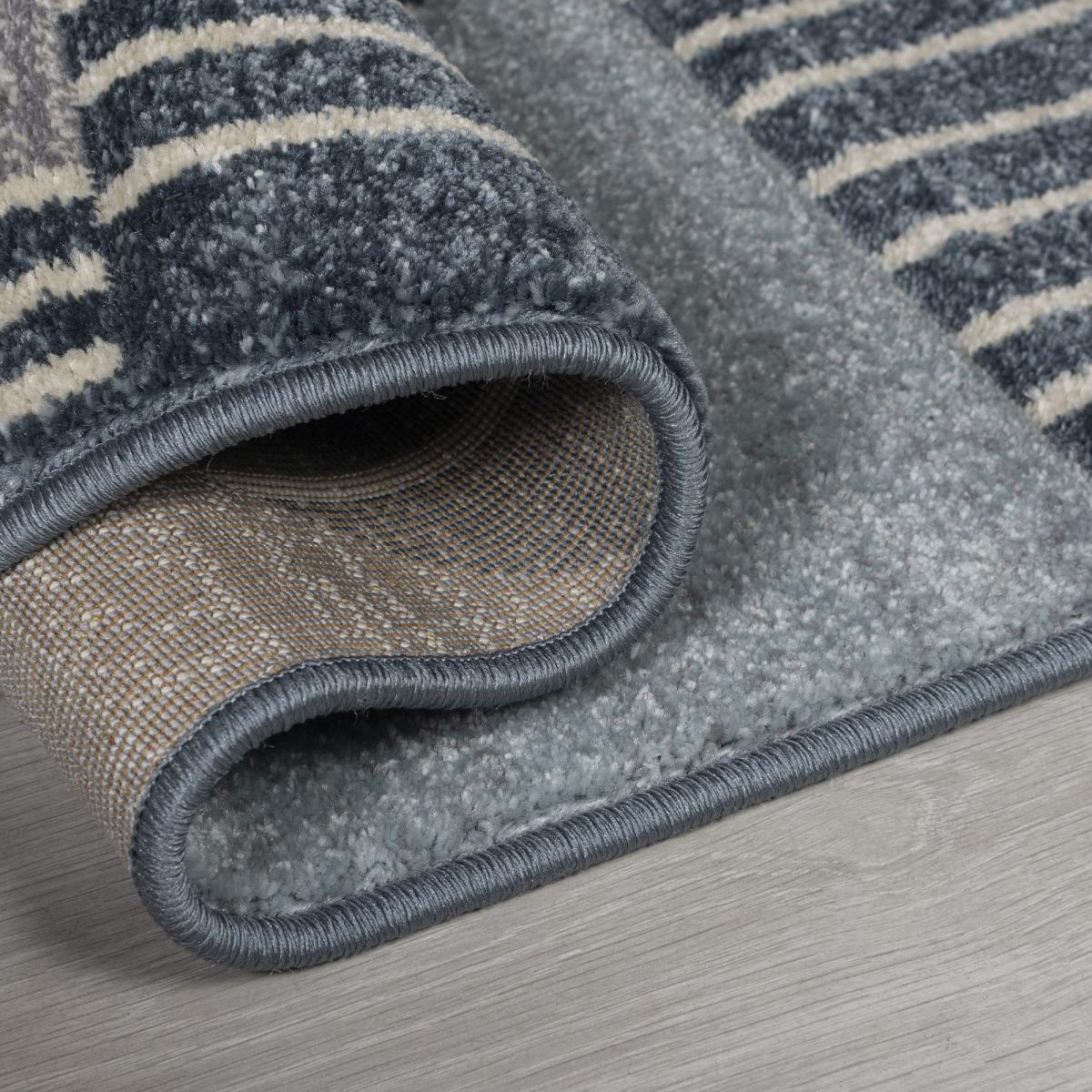 Modern Geometric Hand Carved Velocity Rugs in Blue Grey – image 1