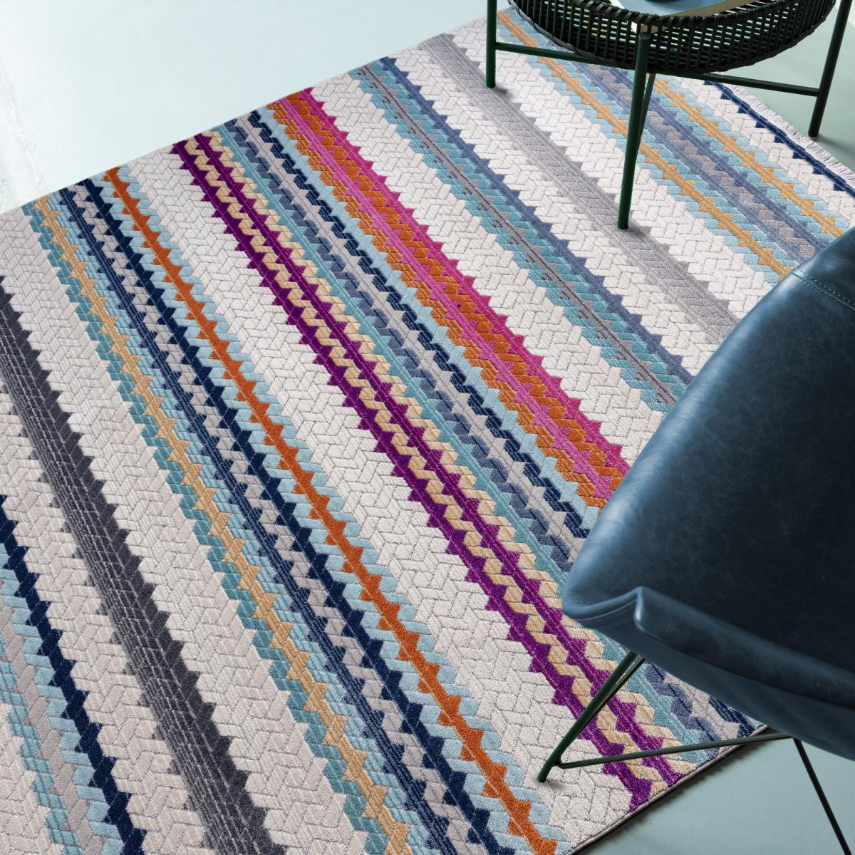 Skye Stripe Geometric Rugs in SK01 Multi – image 1