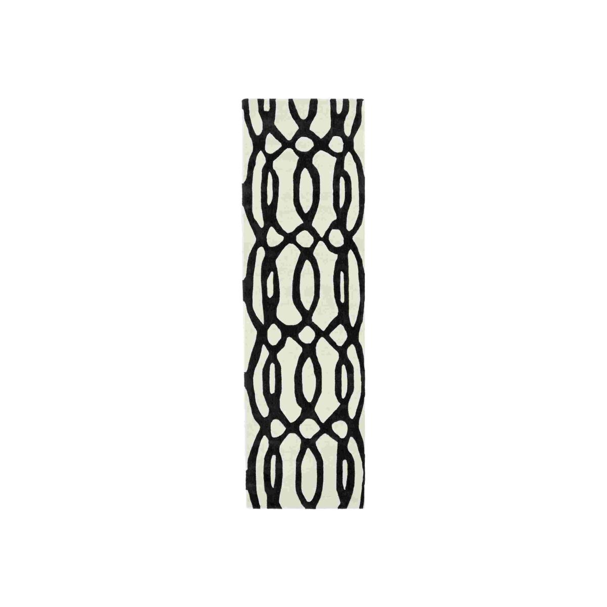 Matrix MAX35 Wire Geometric Wool Runner Rugs in White 70x240cm – image 1