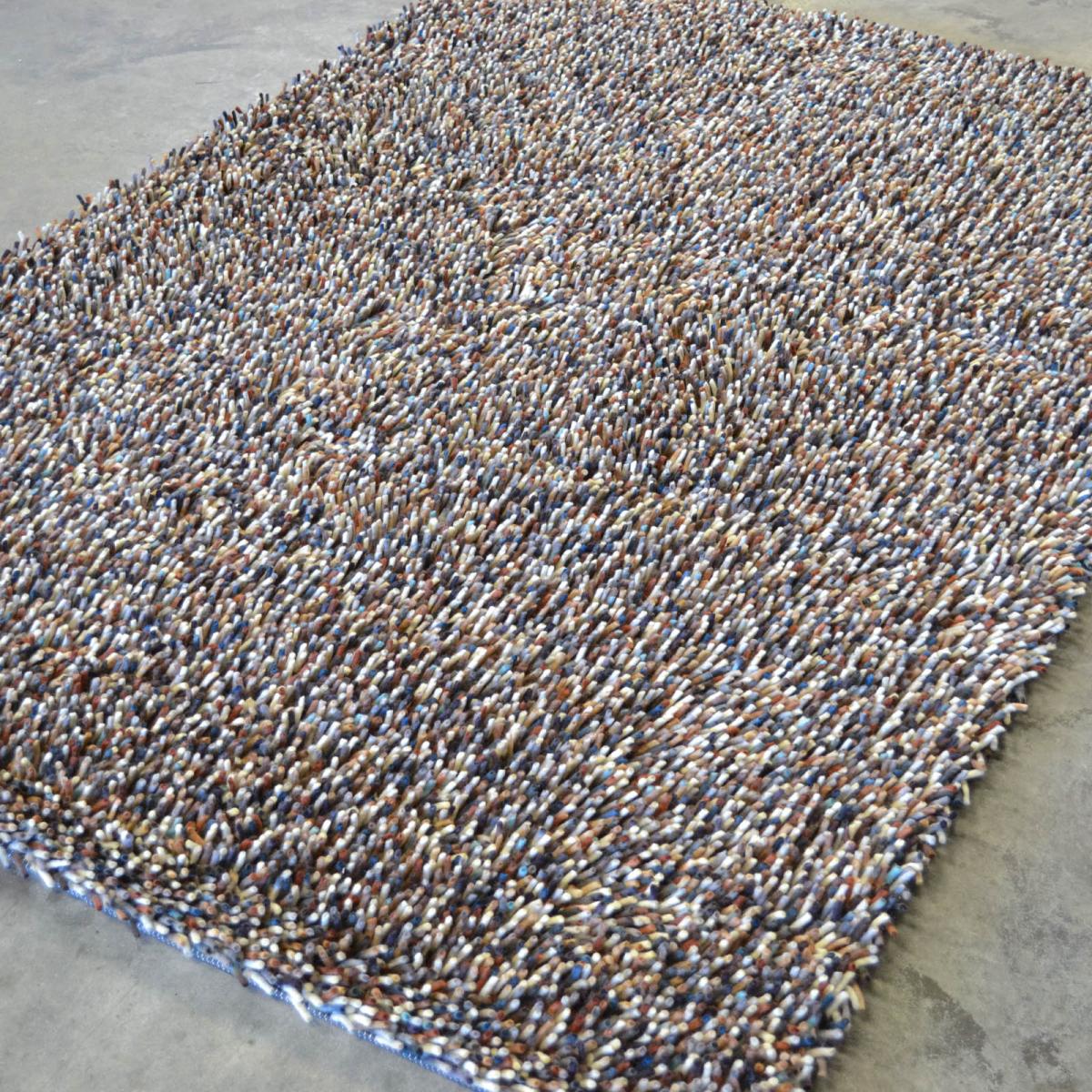 Brink and Campman Rocks Mix Shaggy Wool Rugs 70405 Oyster – image 1