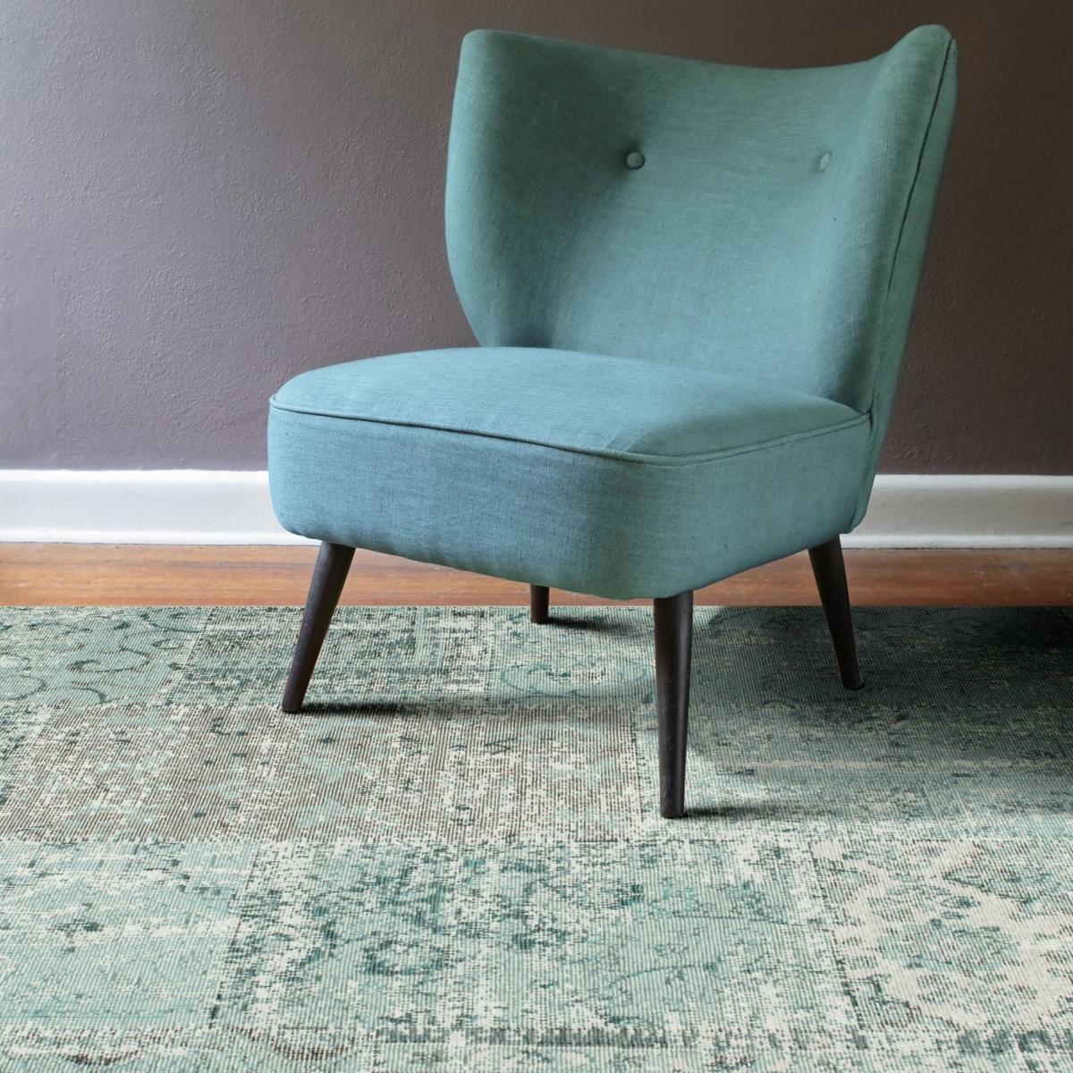 Amalfi Traditional Patchwork Rugs 94010 5002 in Aqua Blue 160x230cm – image 2