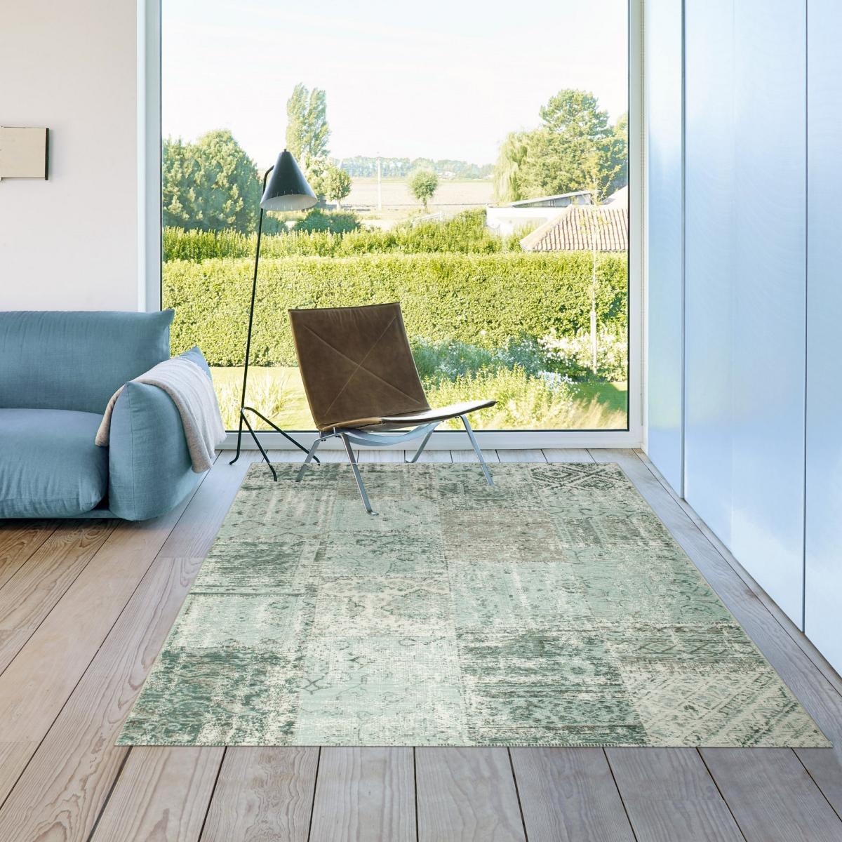 Amalfi Traditional Patchwork Rugs 94010 5002 in Aqua Blue 160x230cm – image 1