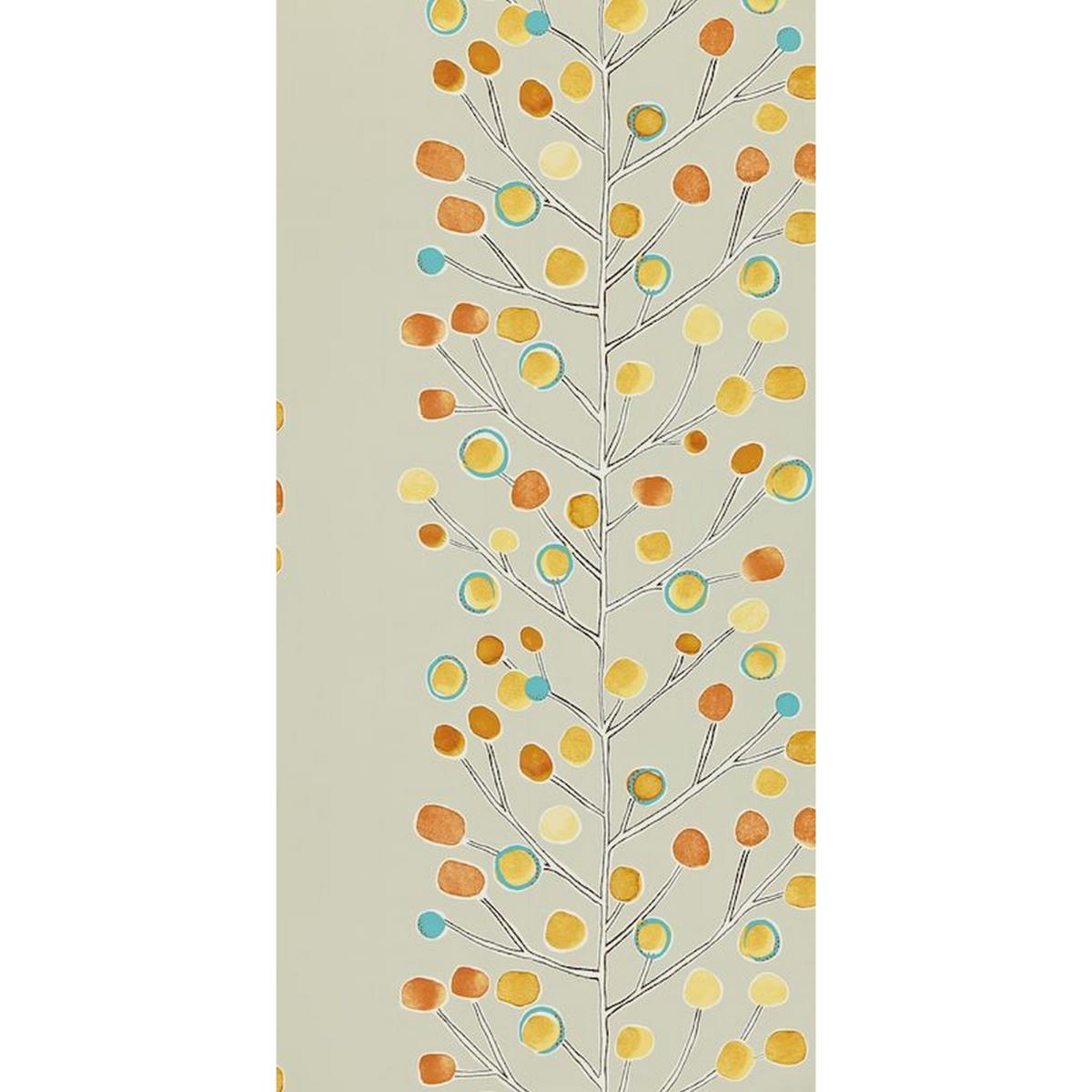 Berry Tree Wallpaper 110203 by Scion in Neutral Tangerine Powder Blue Lemon Roll – image 2