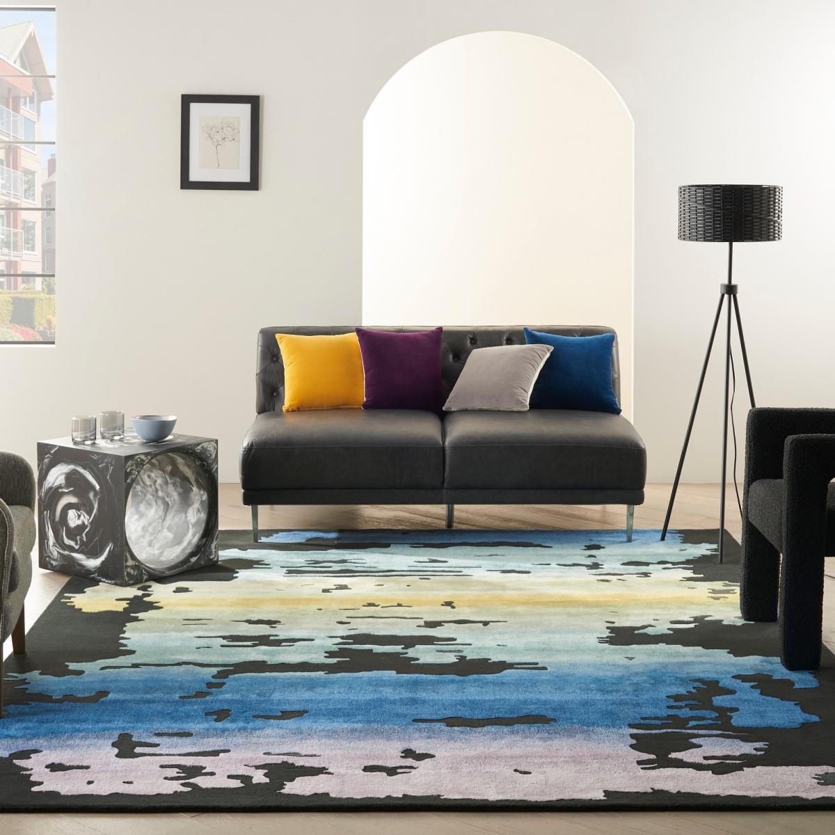 Prismatic Abstract Rugs PRS23 by Nourison in Black Multicolour 168x226cm – image 1