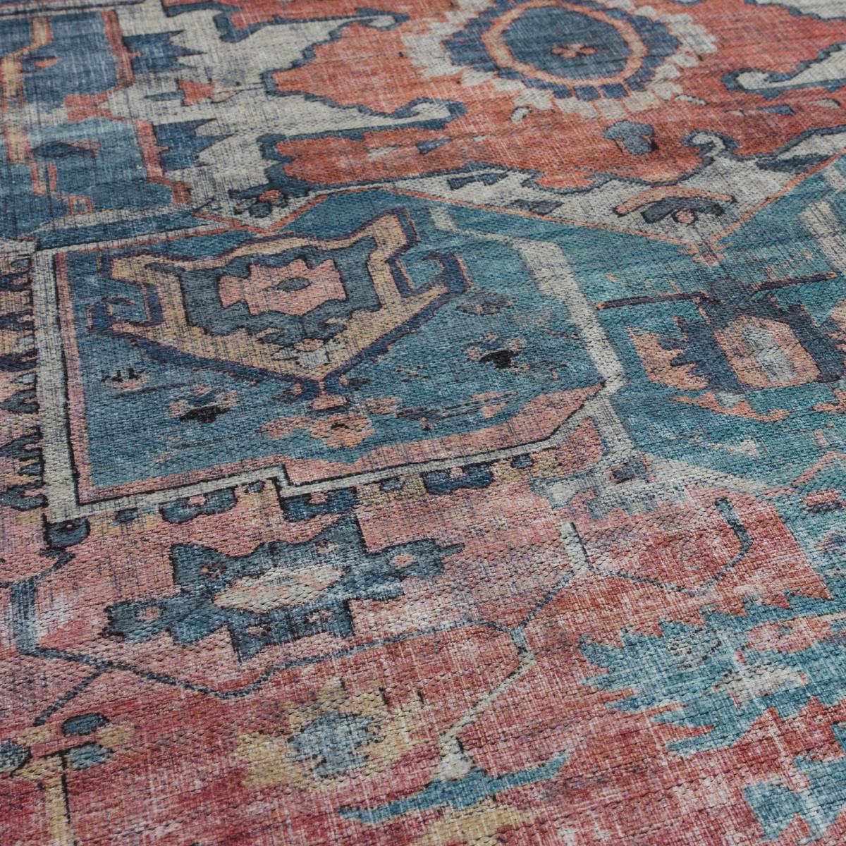 Kaya Shiva KY01 Traditional Persian Floral Rugs in Red Blue – image 2