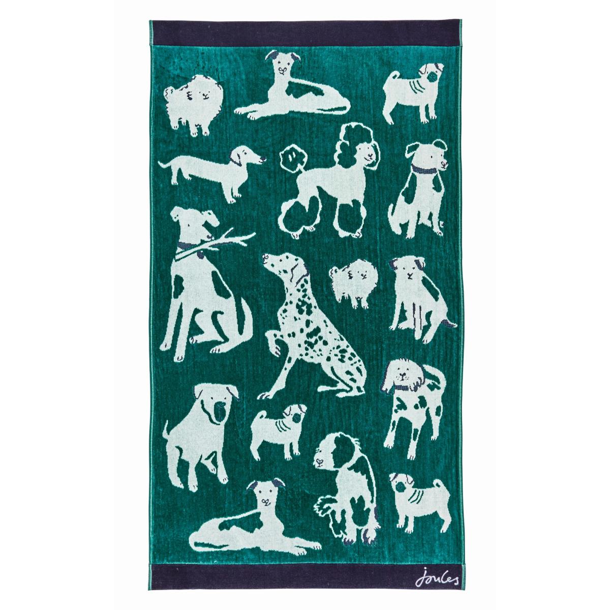 Dogs Of Welland Cotton Towels by Joules in Green 50x90cm – image 2