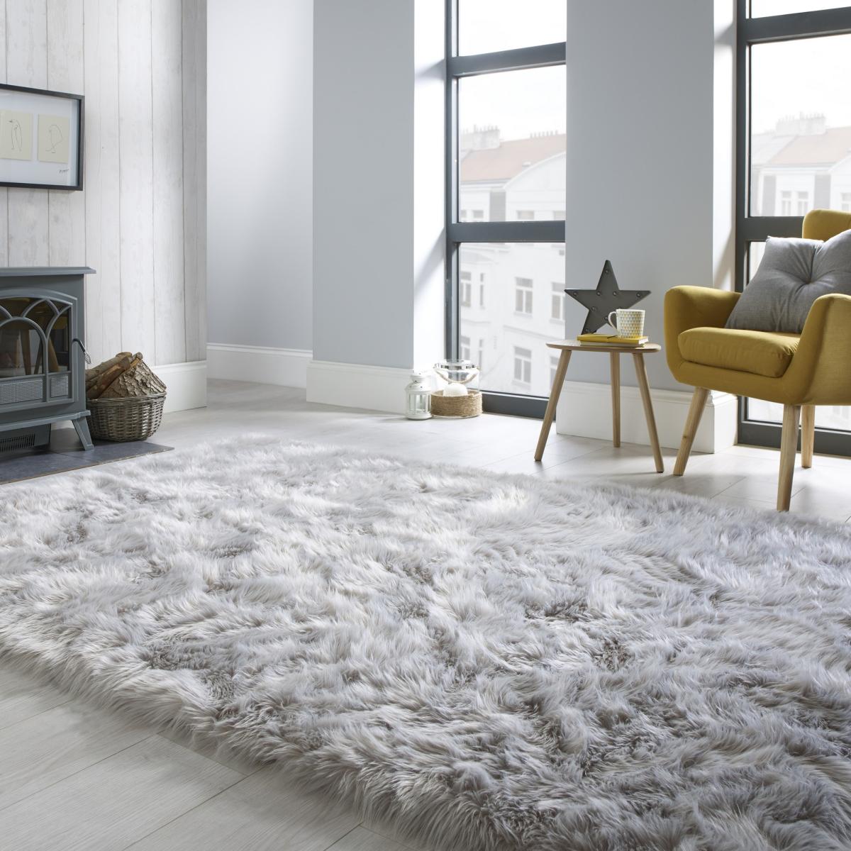 Faux Fur Sheepskin in Grey – image 1