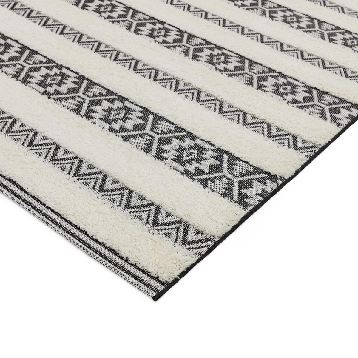 Monty Stripe Geometric Outdoor Rugs in MN03 Black Cream – image 2