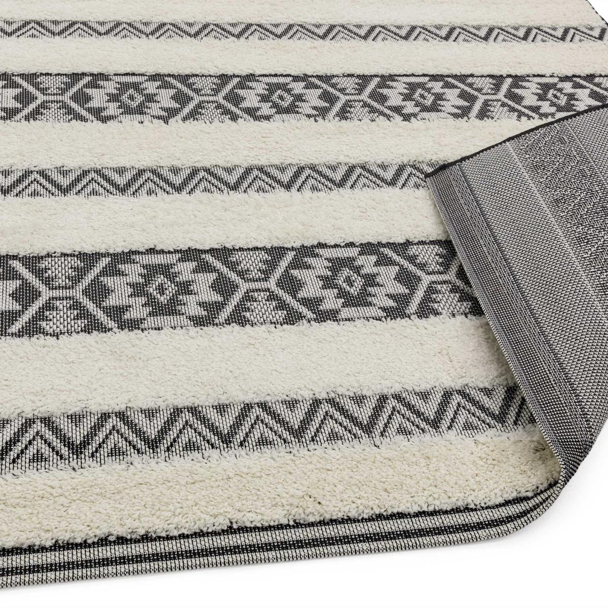 Monty Stripe Geometric Outdoor Rugs in MN03 Black Cream – image 3