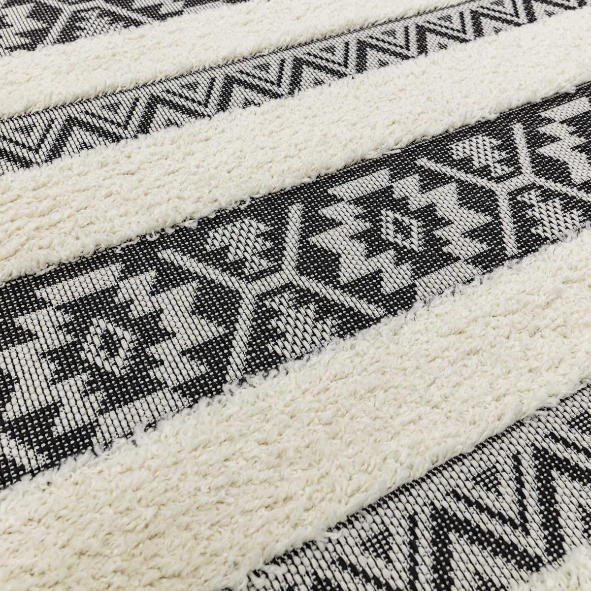 Monty Stripe Geometric Outdoor Rugs in MN03 Black Cream – image 4