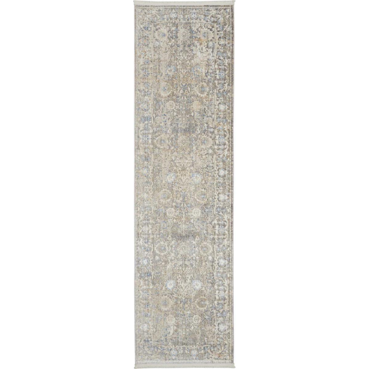 Lustrous Weave LUW01 Traditional Runner Rugs by Nourison in Ivory Blue 66x229cm – image 4