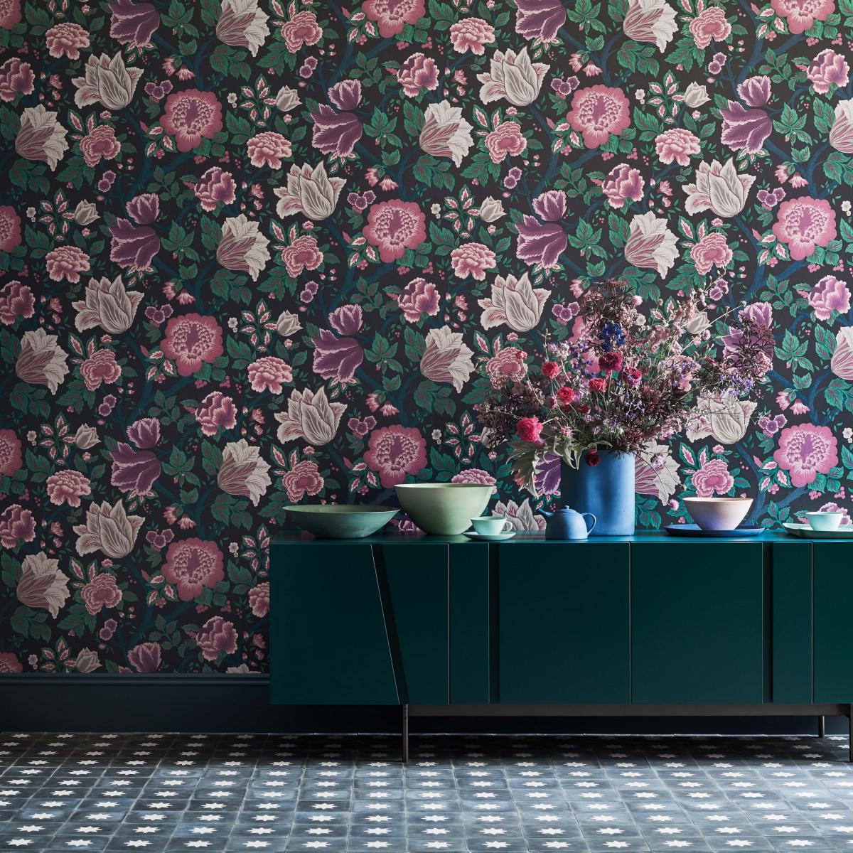Midsummer Bloom Wallpaper 116 4015 by Cole & Son in Mulberry Purple and TealRoll
