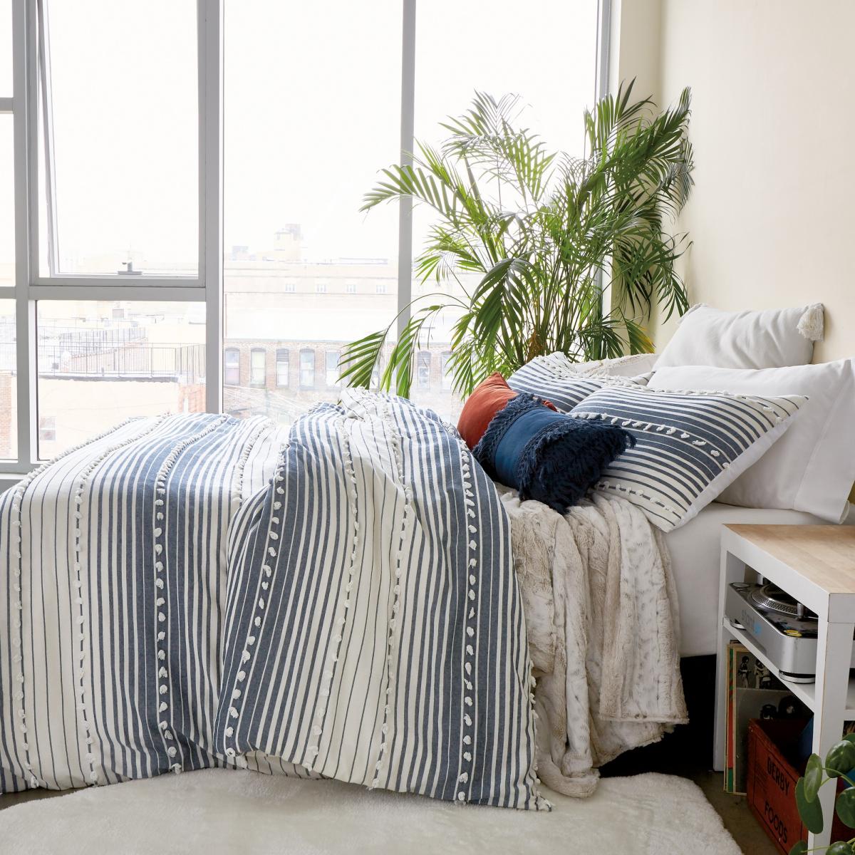 Yarn Dyed Tufted Stripe Bedding by Peri Home in Indigo Blue 74cmx48cm – image 3