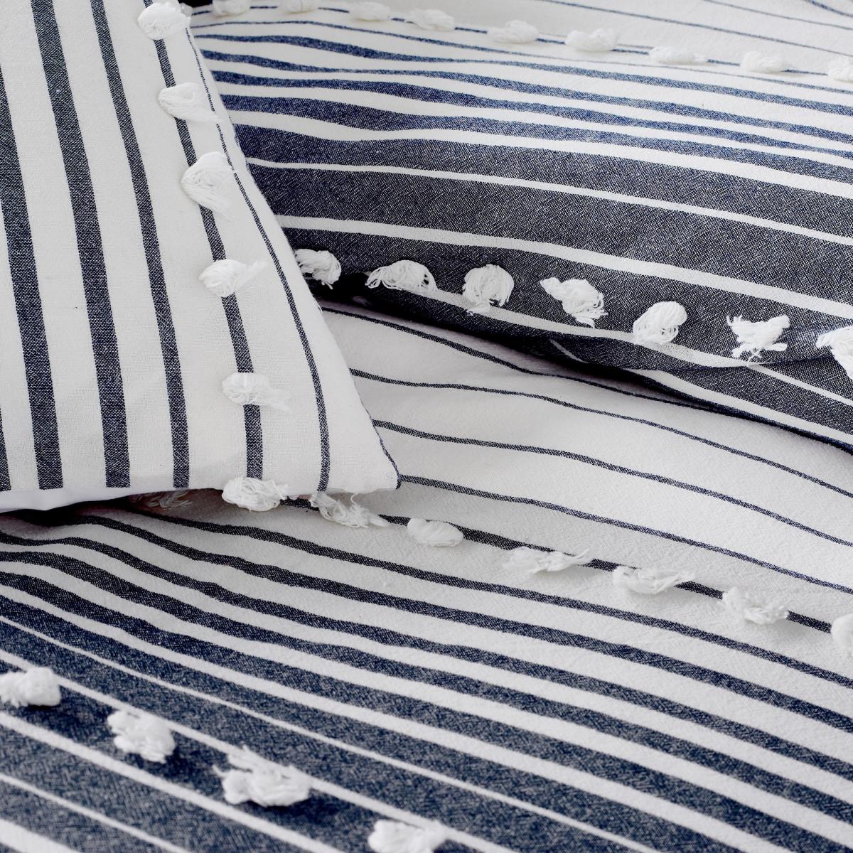 Yarn Dyed Tufted Stripe Bedding by Peri Home in Indigo Blue 74cmx48cm – image 4